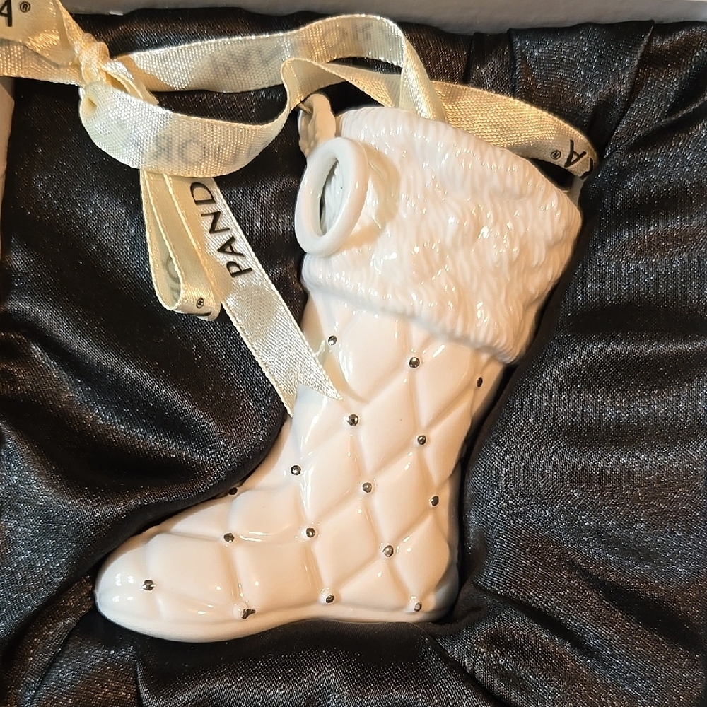 Pandora White Holiday Stocking Ornament